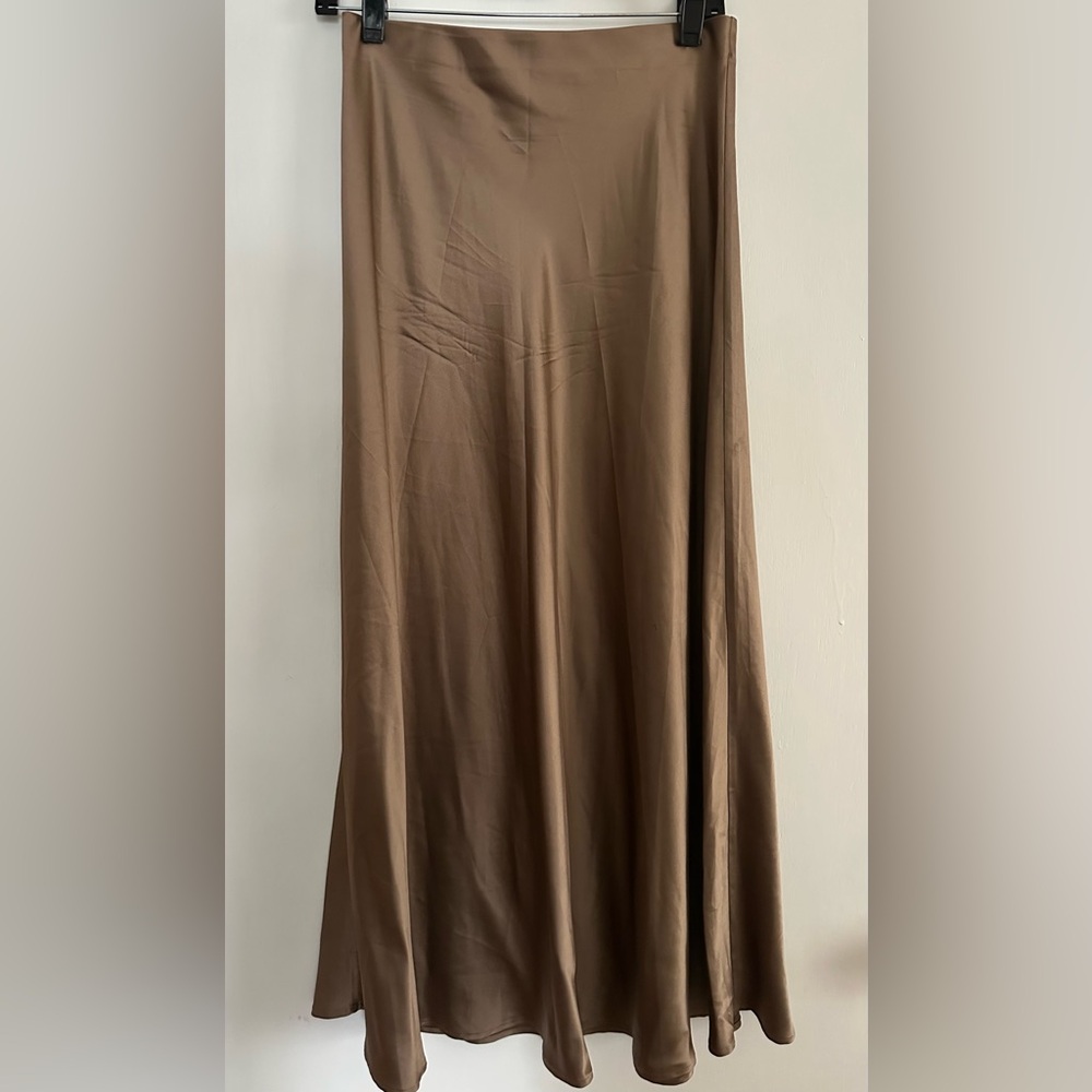 FALCONERI Seta Collection Elegant Brown Silk Skirt - Sz S/M